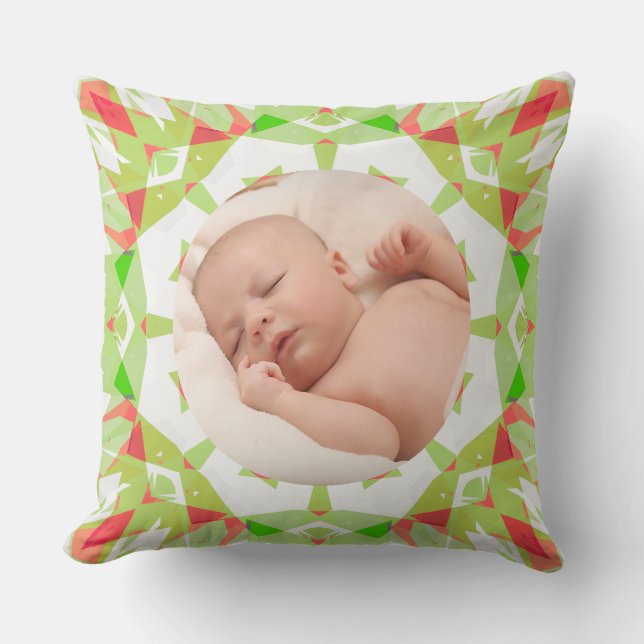 Almofada Foto de Natal Personalizada de Pastéis Bonito Suav (Frente)