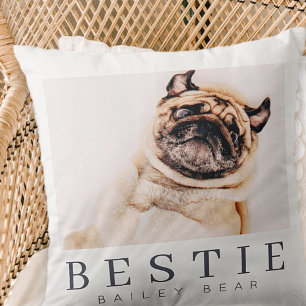 Almofada Foto de Pet Bestie Bestie BFF minimalista moderno