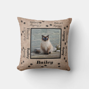 Almofada Foto De Pet Personalizada Com Nomes E Pawprint