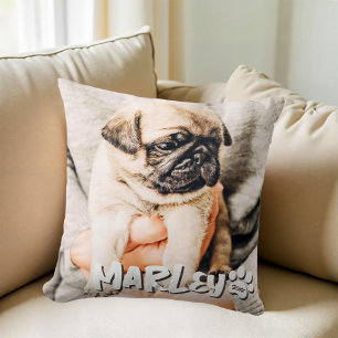 Almofada Foto de Pet Personalizada de Grunge Simples Reprod