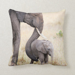 Almofada Foto do bebê elefante de amor materno