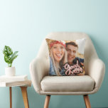 Almofada Foto do Casal Good Vibes<br><div class="desc">Travesseiro decorativo de fotos "boas vibrações" para casais. Você pode adicionar duas fotos diferentes ao travesseiro,  dando a vocês duas aparências.</div>