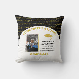 Almofada Foto do Formando na moda Black Dourado