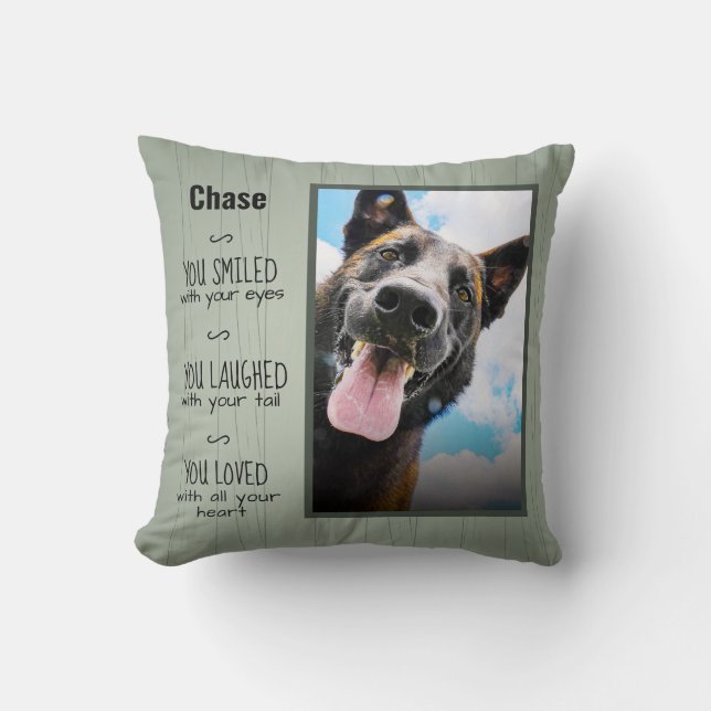 Almofada Foto do Memorial do Pet Personalizado de Madeira R (Frente)
