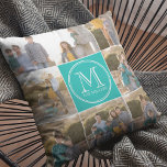 Almofada Foto do Monograma Personalizado de Cor de Fundo Ed<br><div class="desc">Travesseiro de fotos monograma com borda branca redonda que você pode adicionar 8 de suas próprias fotos e personalizar com seu nome e nome iniciais. Além disso, você também pode editar a cor de fundo (clique no botão personalizar) da seção do meio na qual o monograma está definido. Excelente como...</div>