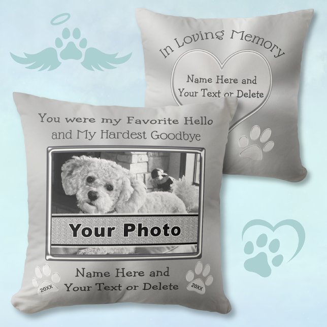 Almofada FOTO e Travesseiro personalizado do Memorial Pet (What to give someone who had to put their dog down? Dog memorial pillow. Comforting Sympathy Gifts)