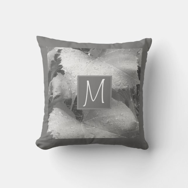 Almofada Foto em preto e branco de fita deixa Cinza inicial (Frente)