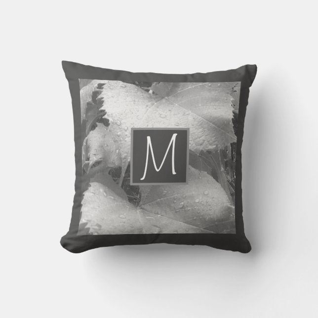 Almofada Foto em preto e branco de fita deixa Cinza inicial (Frente)