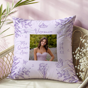 Almofada Foto Escrivível lavanda Quinceanera Keepsael