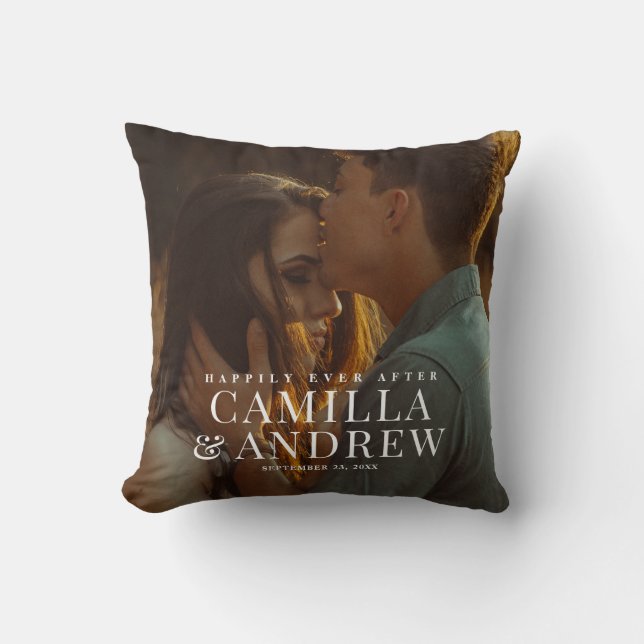 Almofada Foto Feliz De Casais De Casamento (Frente)