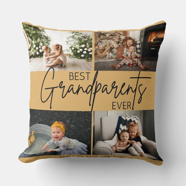 Almofada Foto Mínima dos Melhores Avós do Chic Khaki Brown (Frente)