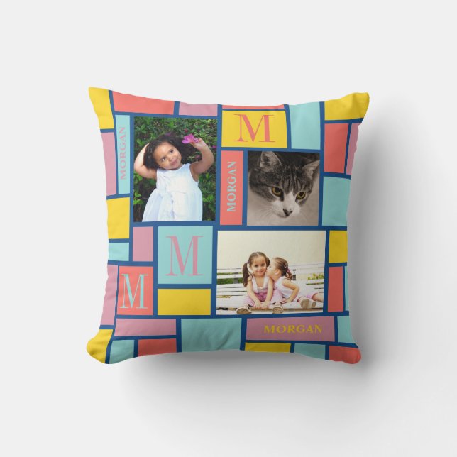 Almofada Foto moderna do chique 3 do mar tropical do bloco (Frente)