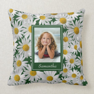 Almofada Foto personalizada animada de margarida brilhante