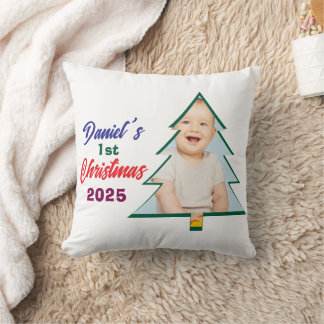 Almofada Foto Personalizada Árvore de Natal de Daniel 1º An