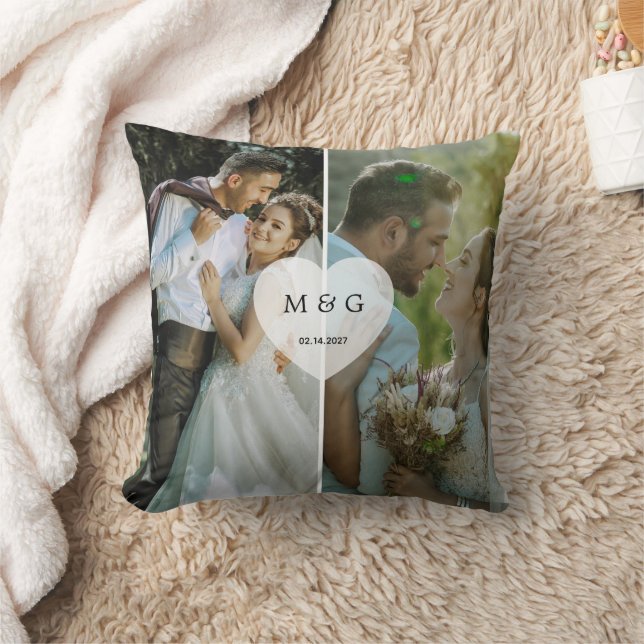 Almofada Foto Personalizada com Monograma e Símbolo de Data (Cobertor)