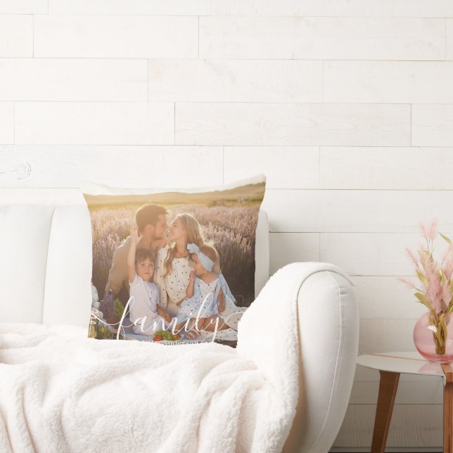 Almofada Foto Personalizada da Família - Sobrenome Personal (Sofá)