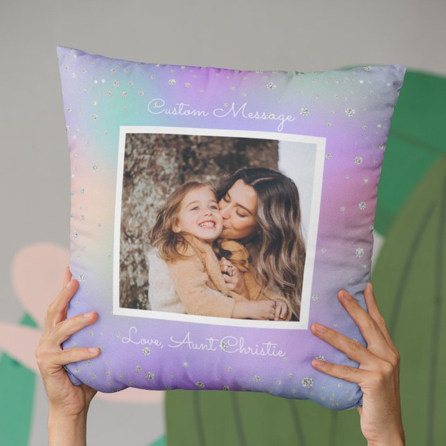 Almofada Foto Personalizada Da Tia Niece, Roxo (Aunt Niece Custom Photo Purple Throw Pillow
)
