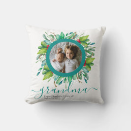 Almofada Foto personalizada da Wreath Verde de Natal