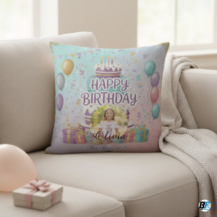 Almofada Foto Personalizada de Aniversário, Nome Personaliz