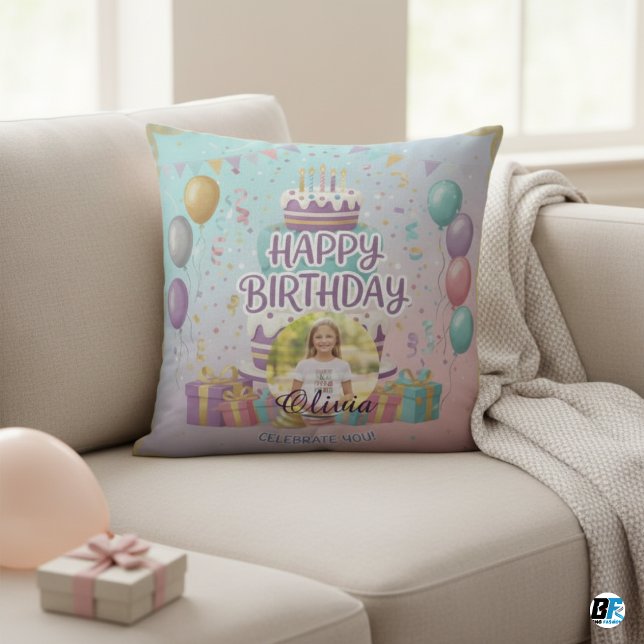 Almofada Foto Personalizada de Aniversário, Nome Personaliz (Criador carregado)
