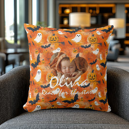 Almofada Foto personalizada de bebê de Halloween & Citação