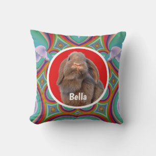 Almofada Foto Personalizada de Coelho Holland Lop com Nome
