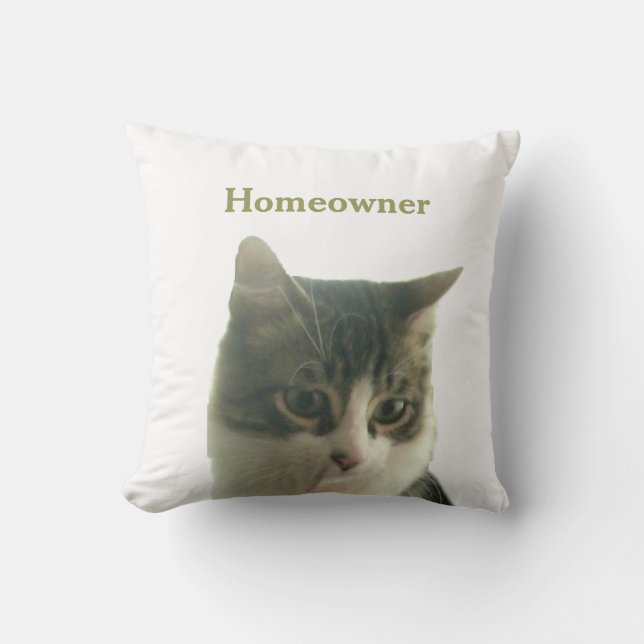 Almofada Foto personalizada de gato tabby em branco (Frente)