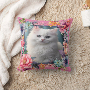 Almofada Foto personalizada de Pet e Nome Frame Floral