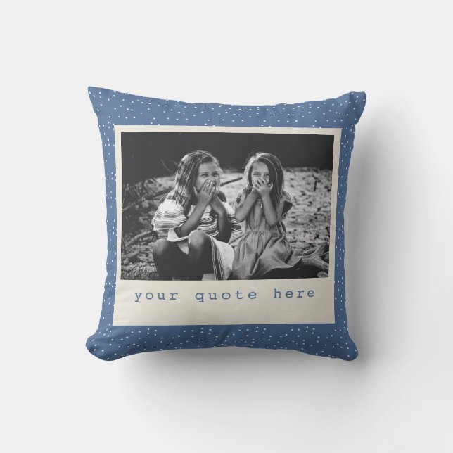 Almofada Foto personalizada de pontos azuis modernos simple (Frente)