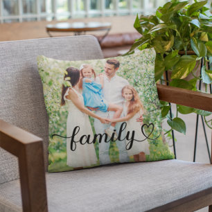 Almofada Foto Personalizada de Script Preto de Amor Familia