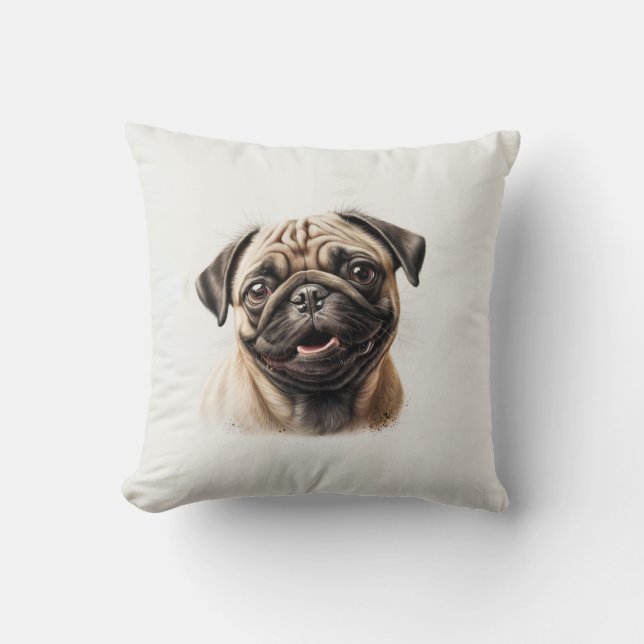 Almofada Foto Personalizada do Cachorro Pug Personalizada (Frente)
