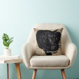 Almofada Foto personalizada do cão preto no laboratório e n