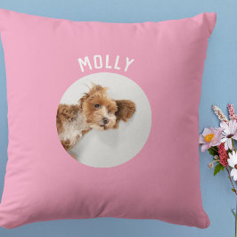 Almofada Foto personalizada rosa simples e moderna, fotogra