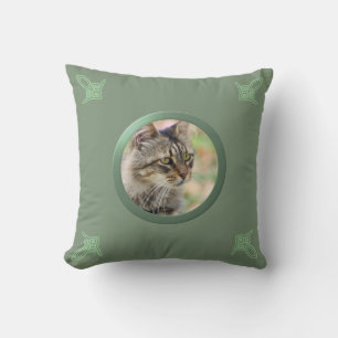 Almofada Foto personalizável de memória Cat/Pet (verde)