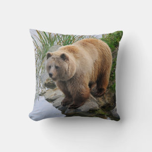 Almofada Fotografia de animais selvagens com urso grizzly