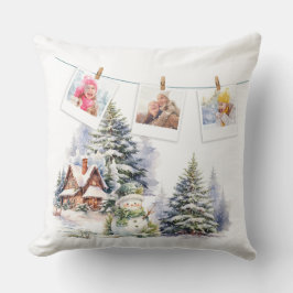 Almofada Fotos de Férias no Estilo Azul do Ano Novo