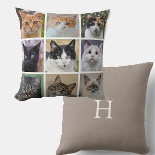 Almofada Fotos de Gatos Personalizáveis Modernas em Bege