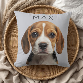 Almofada Fotos e Nomes de Cachorro Personalizados Azul Cinz