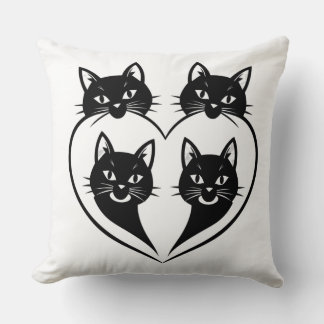 Almofada Four Cats One Heart – Cute Family Cat Love 