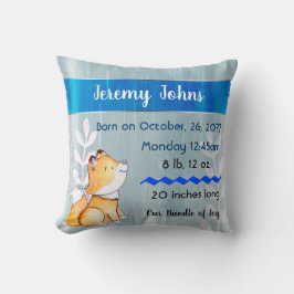 Almofada Fox Bebê Bonito Stats Nascimento Memória Travessei