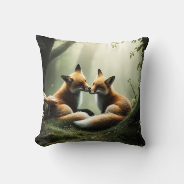 Almofada Fox Cuddle in Misty Forest (Frente)