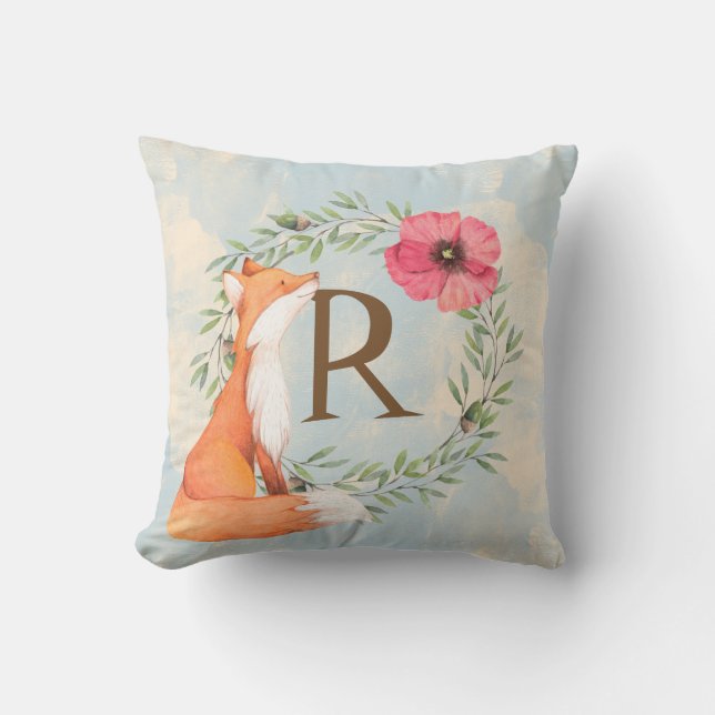 Almofada Fox da floresta do MONOGRAMA (Frente)