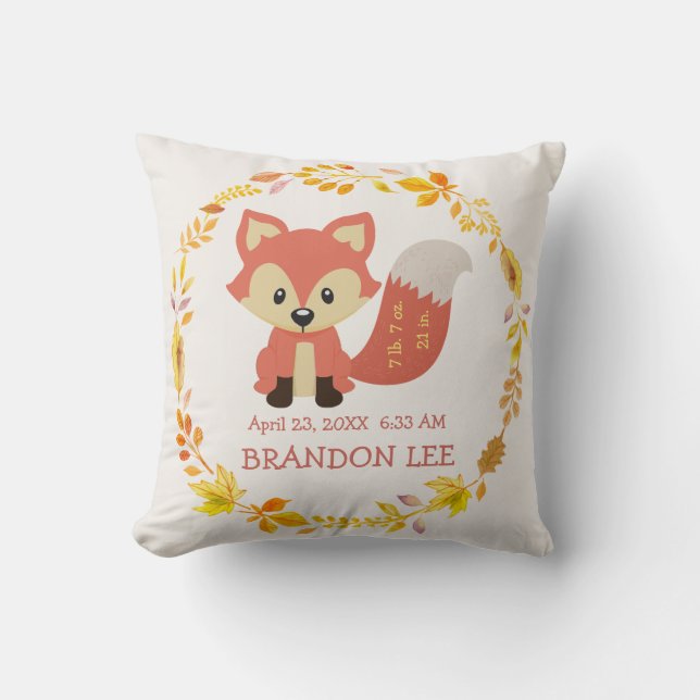 Almofada Fox do berçário da floresta da floresta do bebê | (Frente)