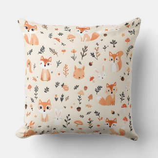 Almofada Fox e Padrão de Coelhinho da Floresta Bonita em Br