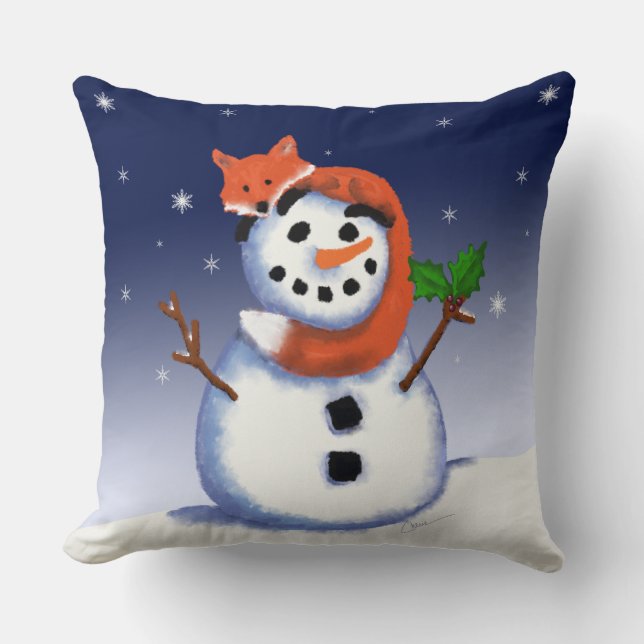 Almofada Fox e Snowman | Amigos Hollyday | Natal (Frente)