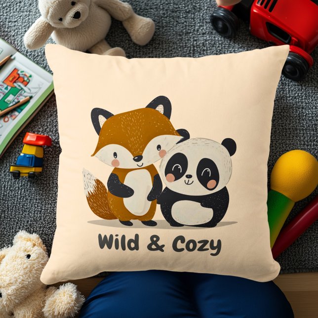 Almofada Fox & Panda Bons Amigos Animais Decoram Crianças (Criador carregado)
