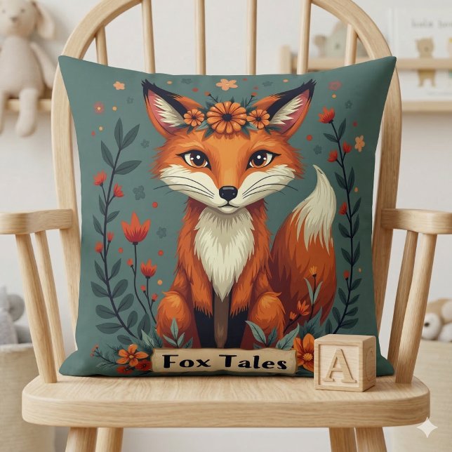 Almofada Fox Tales Boho Woodland Animal (Fox Tales Boho Woodland Animal Throw Pillow Mockup A)