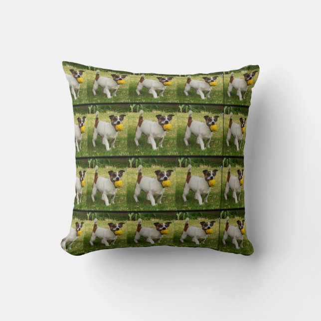 Almofada Fox Terrier Com Seu Padrão De Bola, Jogue Cushion. (Frente)
