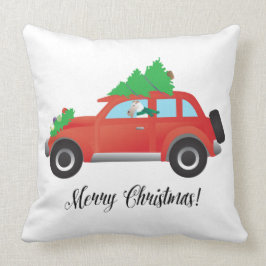 Almofada Fox Terrier dirigindo um carro de Natal