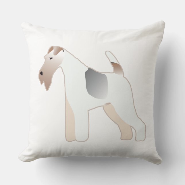 Almofada Fox Terrier Dog Brey Illustration Silhouette (Frente)